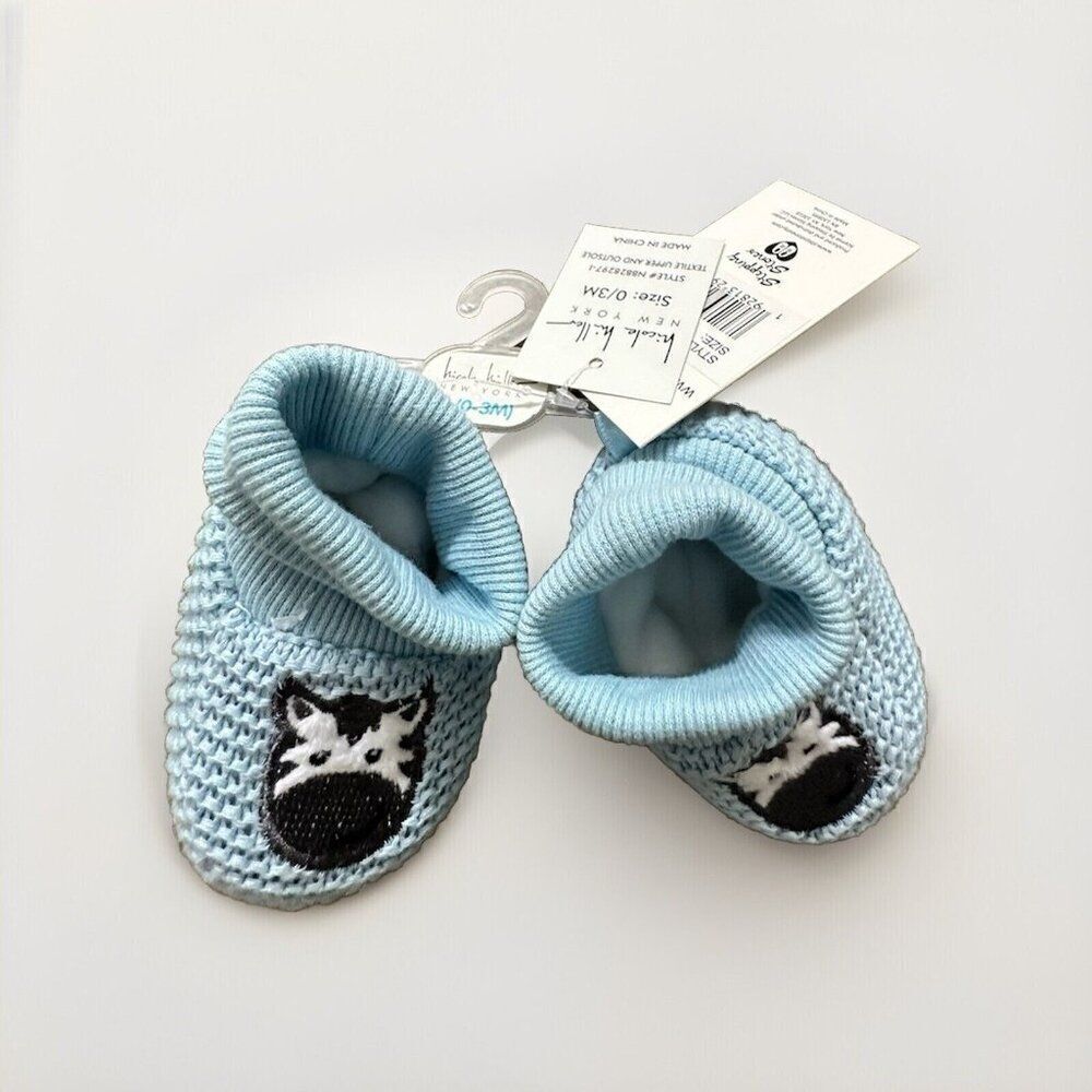 NEW SIZE 1 (0-3MO.) NICOLE MILLER BABY Zebra Blue CROCHET BOOTIES crib shoes